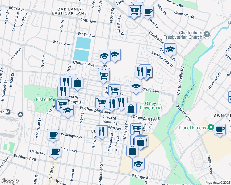 map of restaurants, bars, coffee shops, grocery stores, and more near 137 Rosemar Street in Philadelphia