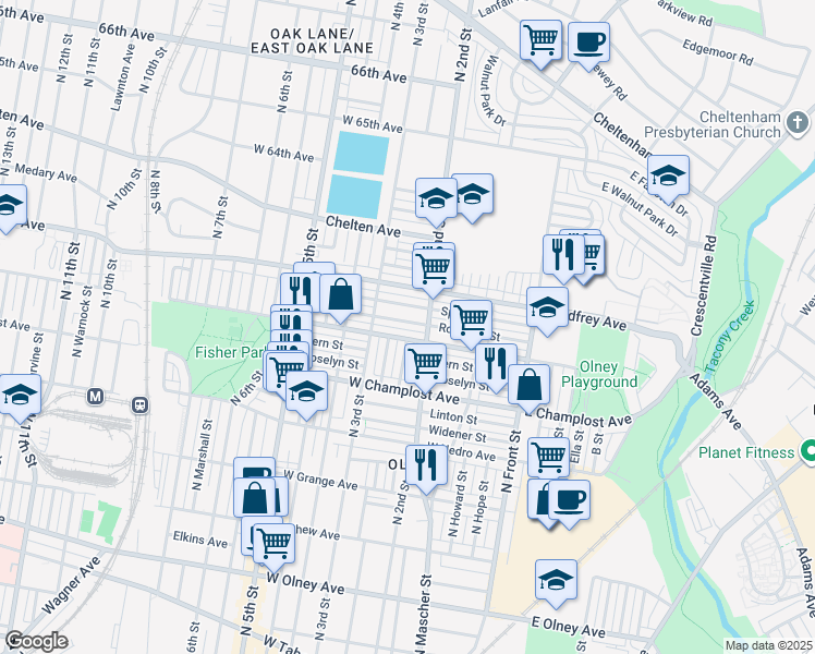 map of restaurants, bars, coffee shops, grocery stores, and more near 224 Rosemar Street in Philadelphia