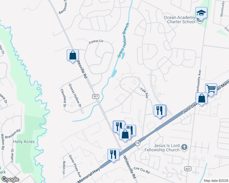 map of restaurants, bars, coffee shops, grocery stores, and more near 1004 Arlington Drive in Toms River