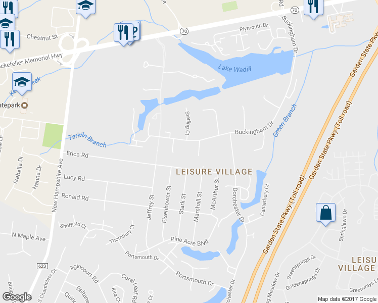 map of restaurants, bars, coffee shops, grocery stores, and more near 142A Farrington Court in Lakewood