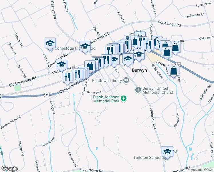 map of restaurants, bars, coffee shops, grocery stores, and more near 60 Central Avenue in Berwyn