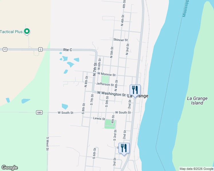 map of restaurants, bars, coffee shops, grocery stores, and more near 100-106 North 6th Street in La Grange