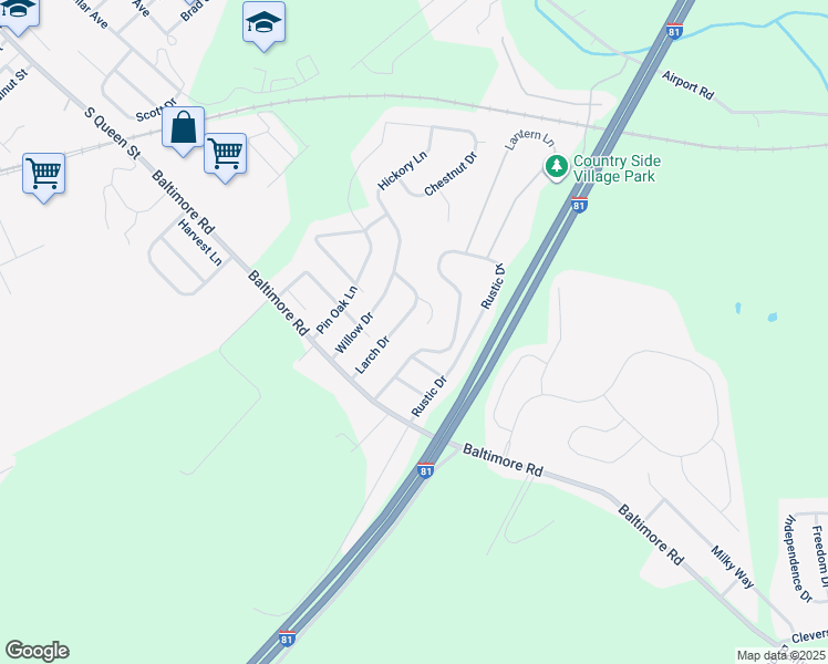 map of restaurants, bars, coffee shops, grocery stores, and more near 29 Larch Drive in Shippensburg