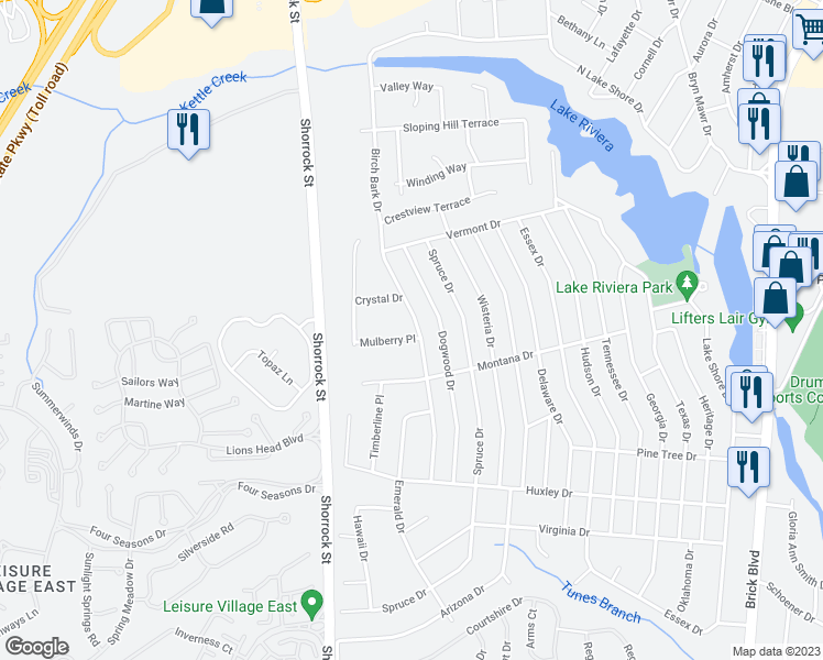 map of restaurants, bars, coffee shops, grocery stores, and more near 338 Birch Bark Drive in Brick Township