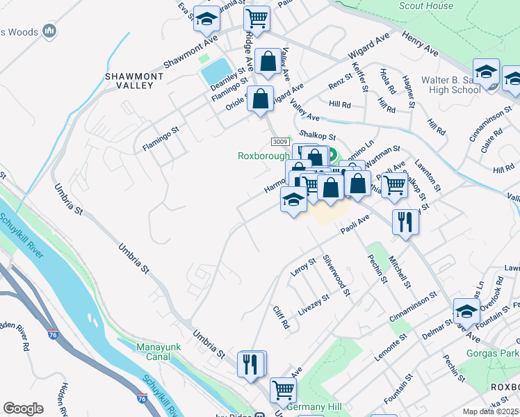map of restaurants, bars, coffee shops, grocery stores, and more near 459 Domino Lane in Philadelphia
