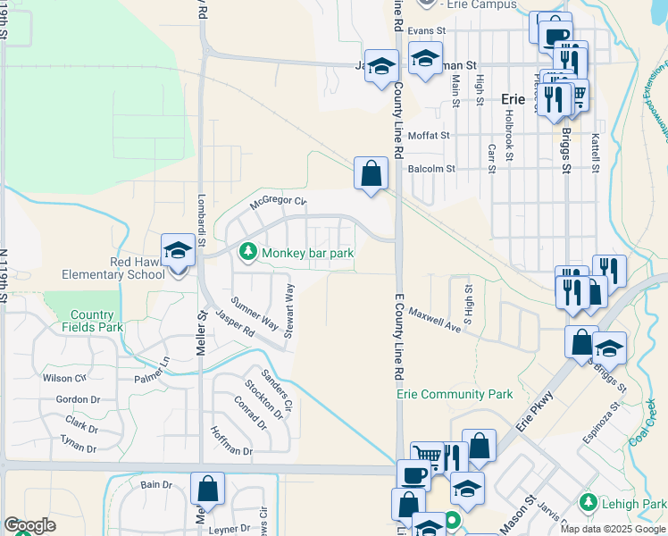 map of restaurants, bars, coffee shops, grocery stores, and more near 85 Jackson Place in Erie