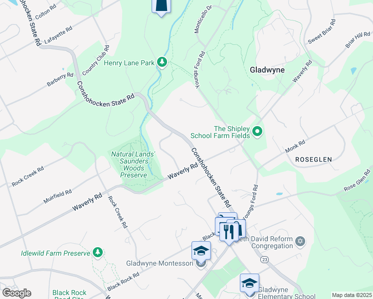 map of restaurants, bars, coffee shops, grocery stores, and more near 516 Conshohocken State Road in Gladwyne