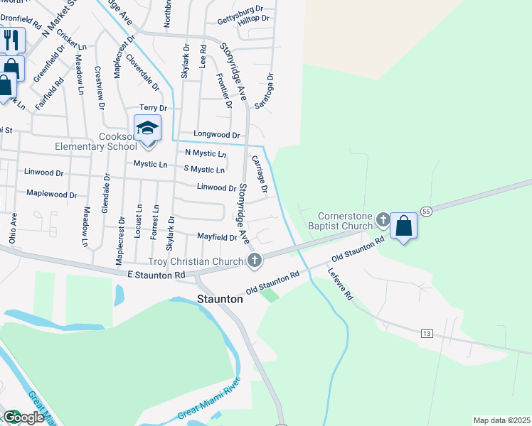 map of restaurants, bars, coffee shops, grocery stores, and more near 1321 Imperial Court in Troy