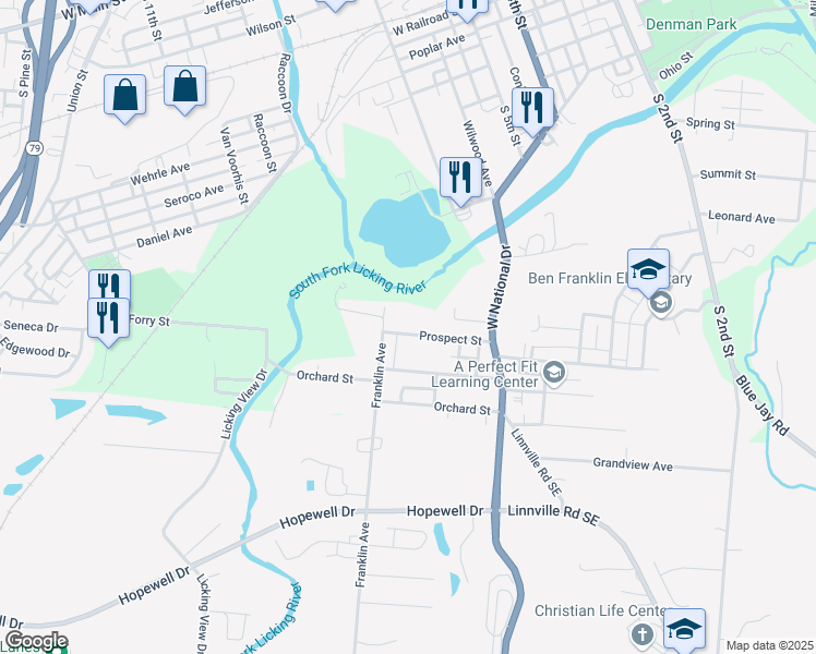 map of restaurants, bars, coffee shops, grocery stores, and more near 90 Prospect Street in Newark
