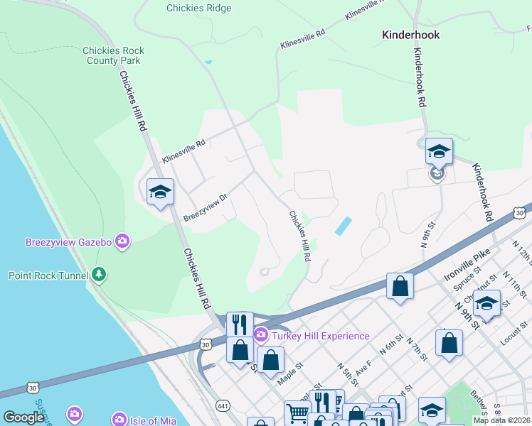 map of restaurants, bars, coffee shops, grocery stores, and more near 755 Chickies Drive in Columbia