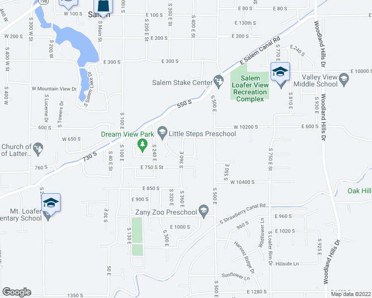 map of restaurants, bars, coffee shops, grocery stores, and more near 669 S 360 E in Salem