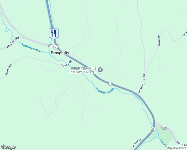 map of restaurants, bars, coffee shops, grocery stores, and more near 4601 Prosperity Pike in Prosperity