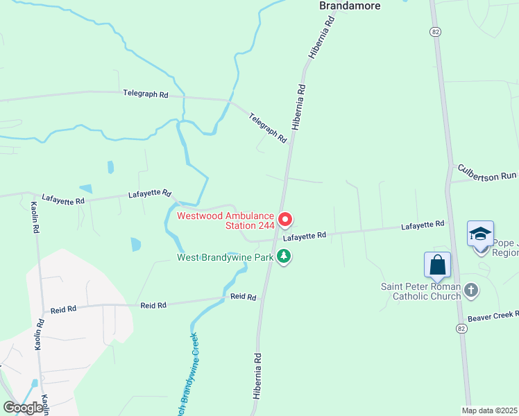 map of restaurants, bars, coffee shops, grocery stores, and more near 223 Lafayette Road in Coatesville