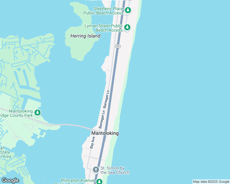 map of restaurants, bars, coffee shops, grocery stores, and more near 1087 Ocean Avenue in Mantoloking