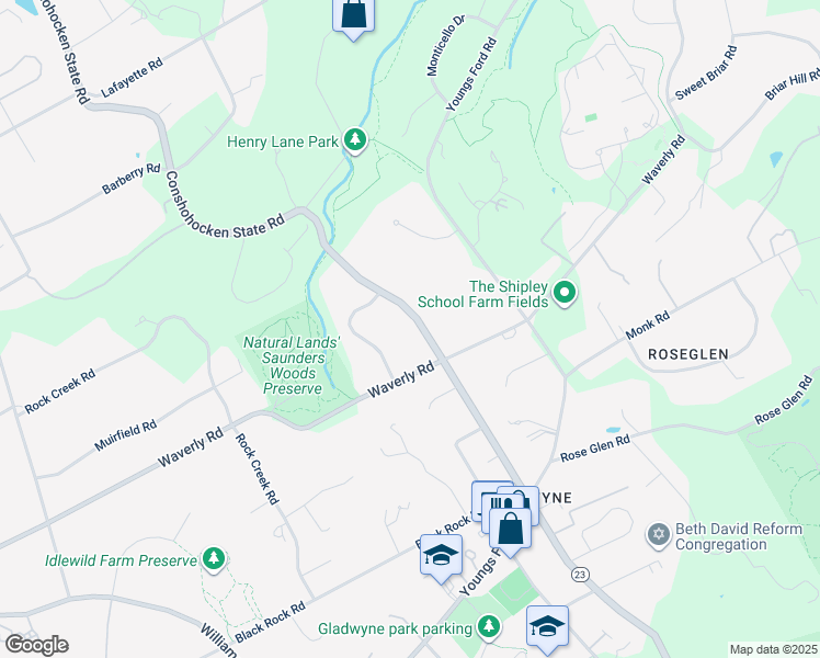 map of restaurants, bars, coffee shops, grocery stores, and more near 516 Conshohocken State Road in Gladwyne