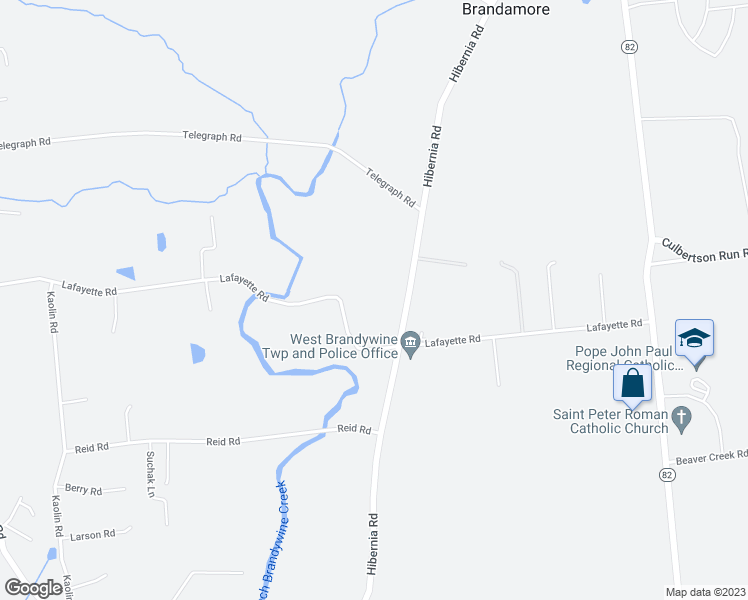 map of restaurants, bars, coffee shops, grocery stores, and more near 223 Lafayette Road in Coatesville