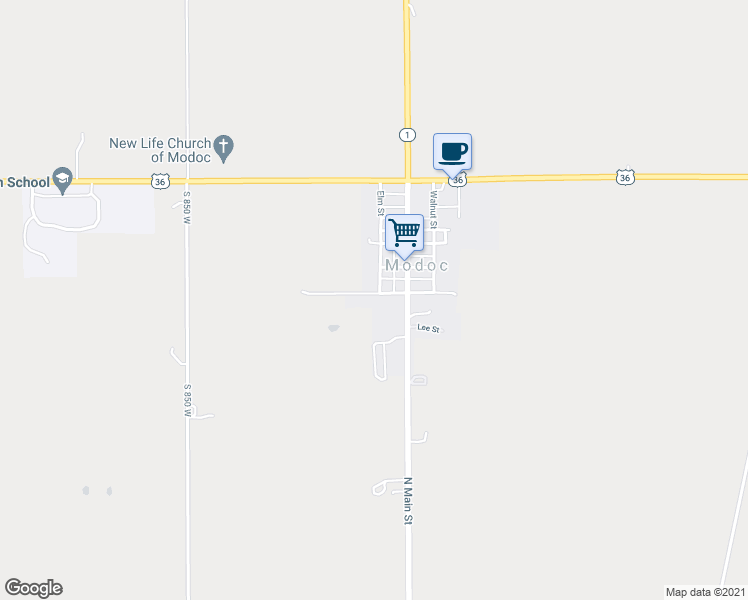 map of restaurants, bars, coffee shops, grocery stores, and more near 112 Wine Street in Modoc
