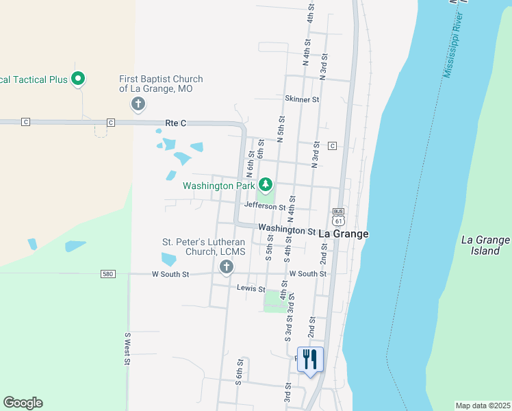 map of restaurants, bars, coffee shops, grocery stores, and more near 401 Jefferson Street in La Grange