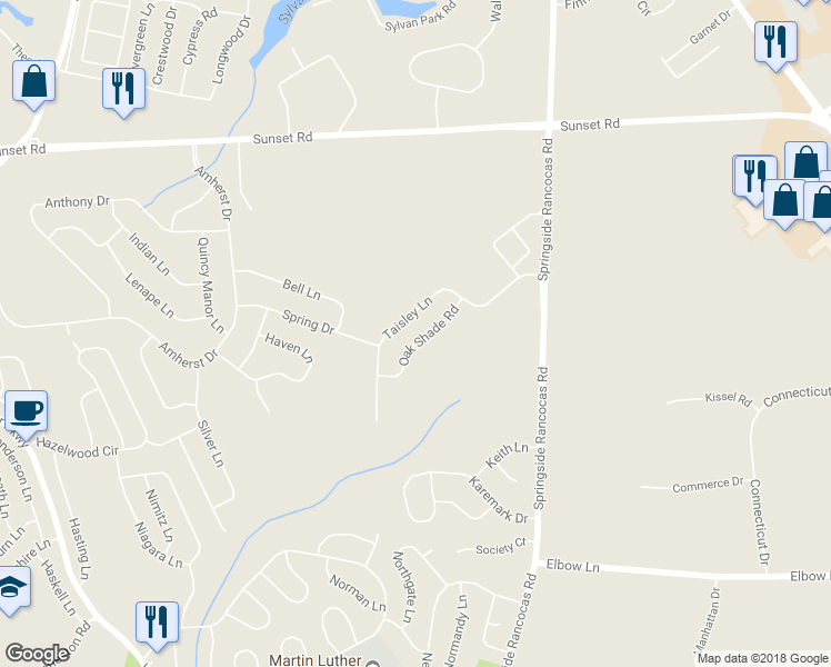 map of restaurants, bars, coffee shops, grocery stores, and more near 12 Oak Shade Road in Burlington