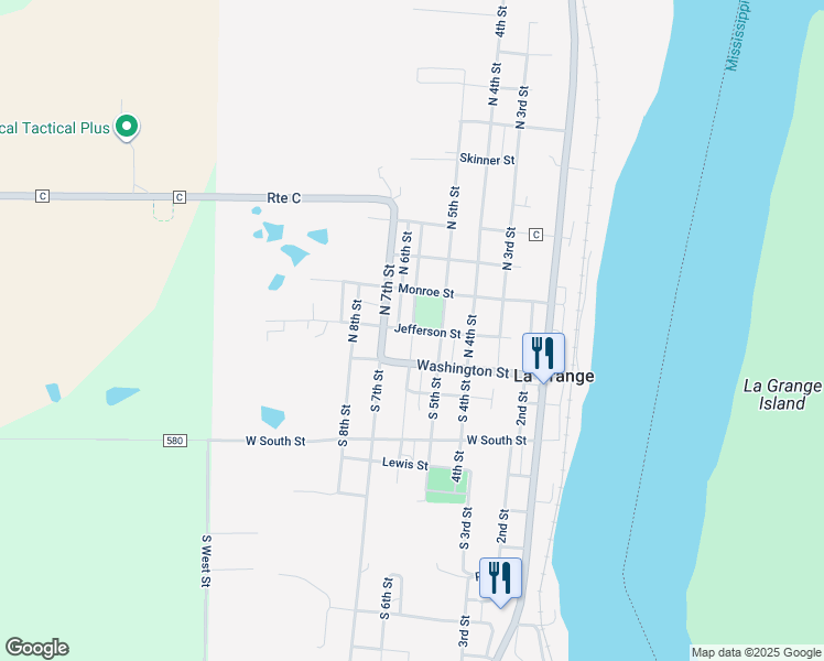 map of restaurants, bars, coffee shops, grocery stores, and more near 401 Jefferson Street in La Grange