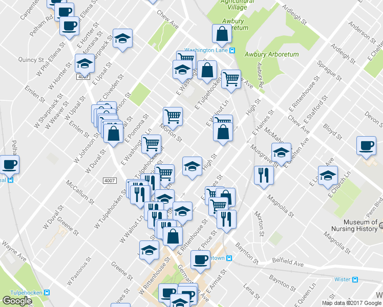 map of restaurants, bars, coffee shops, grocery stores, and more near 190 Herman Street in Philadelphia