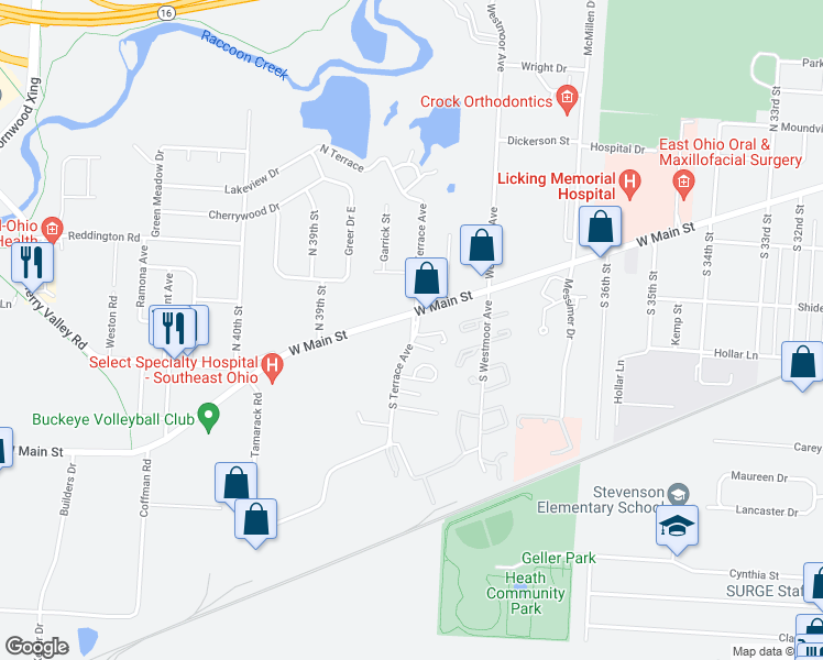 map of restaurants, bars, coffee shops, grocery stores, and more near 59 South Terrace Avenue in Newark