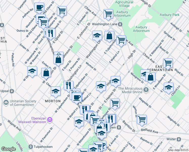 map of restaurants, bars, coffee shops, grocery stores, and more near 163 Herman Street in Philadelphia