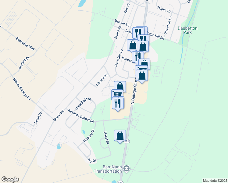 map of restaurants, bars, coffee shops, grocery stores, and more near 30 Stonecrop Lane in Manchester