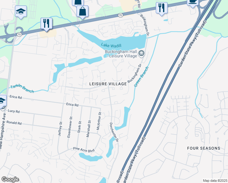 map of restaurants, bars, coffee shops, grocery stores, and more near 66C Dorchester Drive in Lakewood