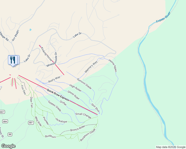 map of restaurants, bars, coffee shops, grocery stores, and more near 1121 Lake Drive in Granby