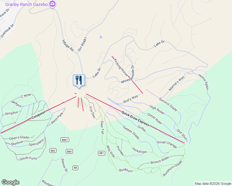 map of restaurants, bars, coffee shops, grocery stores, and more near 880 Fall Line Rd in Granby