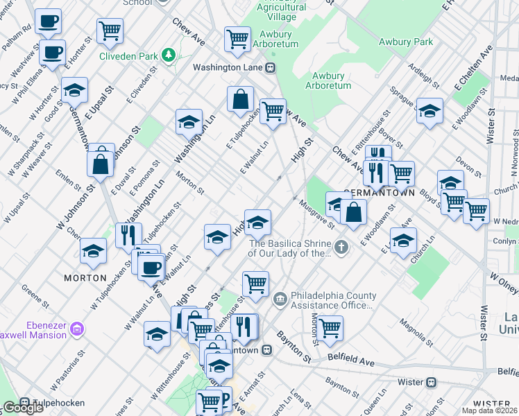 map of restaurants, bars, coffee shops, grocery stores, and more near 420 High Street in Philadelphia