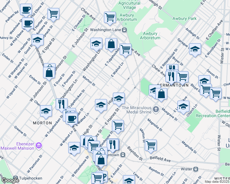 map of restaurants, bars, coffee shops, grocery stores, and more near 420 High Street in Philadelphia