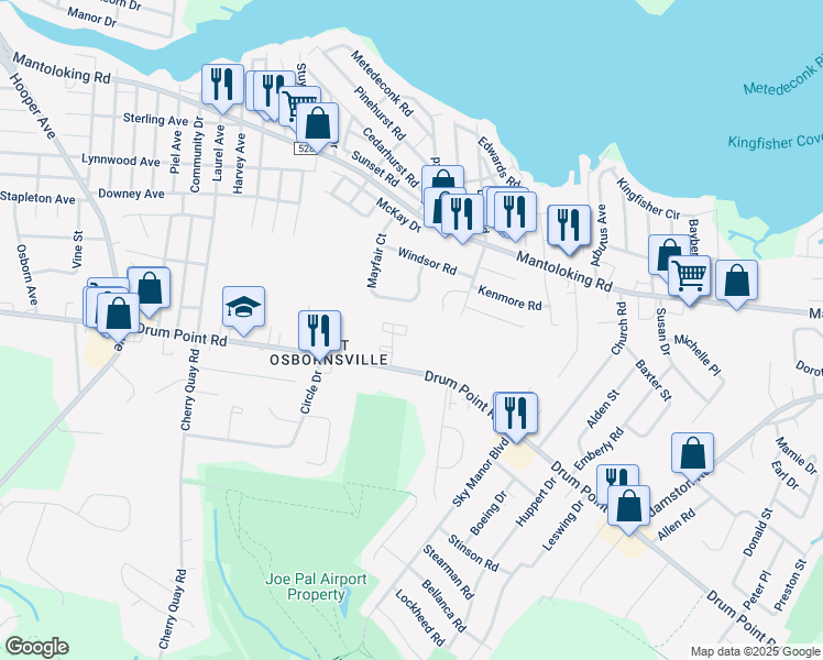 map of restaurants, bars, coffee shops, grocery stores, and more near 26 Tamany Court in Brick