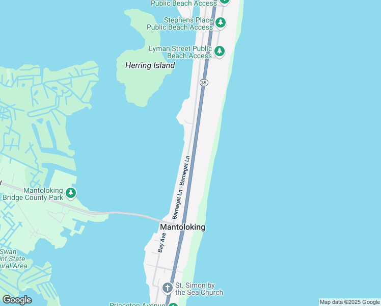 map of restaurants, bars, coffee shops, grocery stores, and more near 1087 Ocean Avenue in Mantoloking
