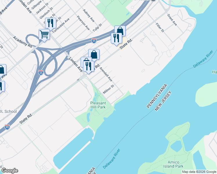 map of restaurants, bars, coffee shops, grocery stores, and more near 9224 Germania Street in Philadelphia