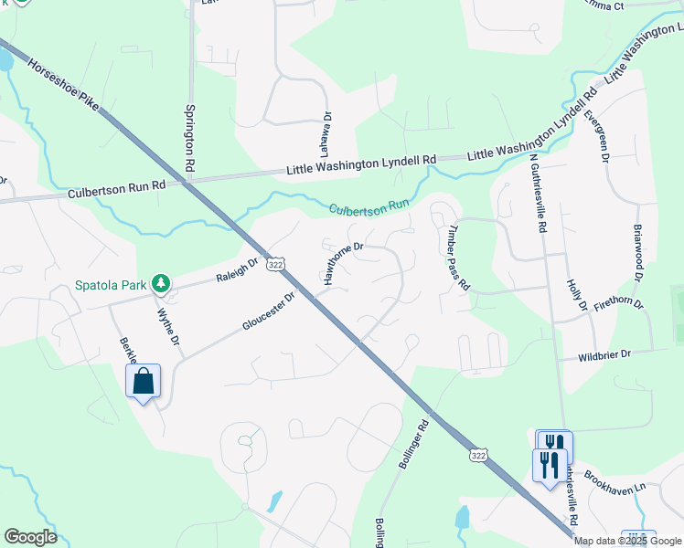 map of restaurants, bars, coffee shops, grocery stores, and more near 3 Highland Court in Parkesburg
