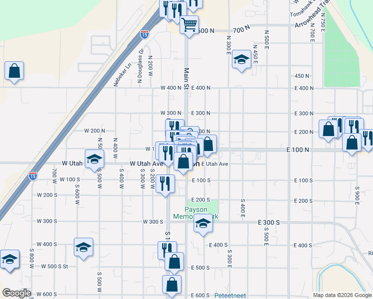 map of restaurants, bars, coffee shops, grocery stores, and more near 761 East Birch Lane in Elk Ridge