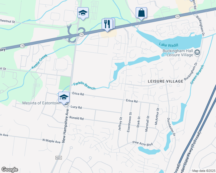 map of restaurants, bars, coffee shops, grocery stores, and more near 217F Buckingham Court in Lakewood
