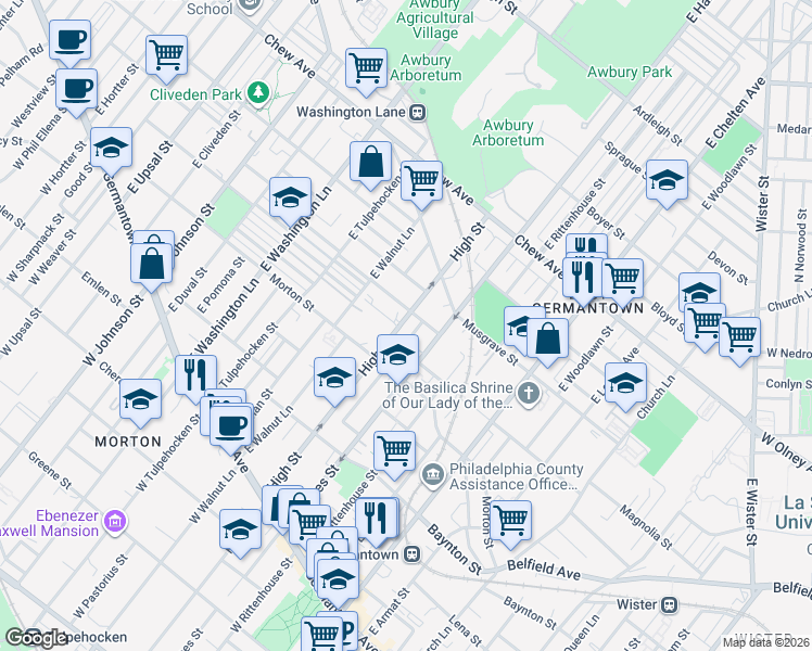 map of restaurants, bars, coffee shops, grocery stores, and more near 420 High Street in Philadelphia