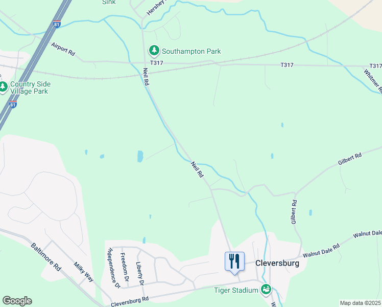 map of restaurants, bars, coffee shops, grocery stores, and more near 219 Neil Road in Shippensburg