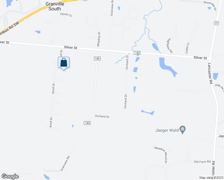 map of restaurants, bars, coffee shops, grocery stores, and more near 378 Orchard Drive in Granville