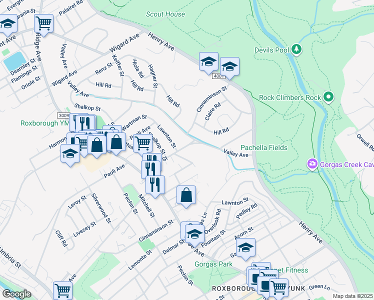 map of restaurants, bars, coffee shops, grocery stores, and more near 584 Parker Avenue in Philadelphia