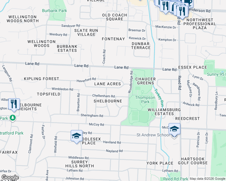 map of restaurants, bars, coffee shops, grocery stores, and more near 4315 Waybourn Road in Columbus