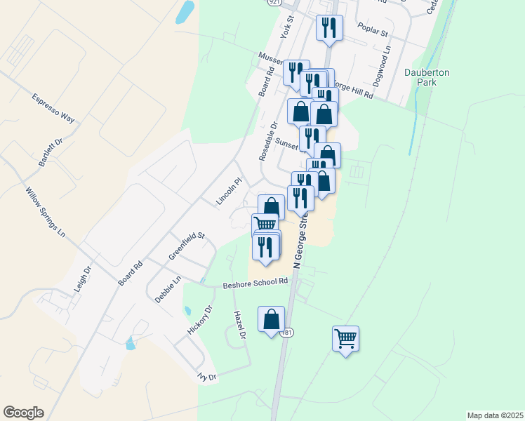 map of restaurants, bars, coffee shops, grocery stores, and more near 20 Stonecrop Lane in Manchester