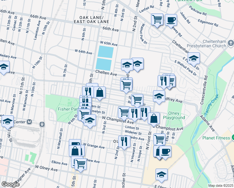 map of restaurants, bars, coffee shops, grocery stores, and more near 239 Sparks Street in Philadelphia