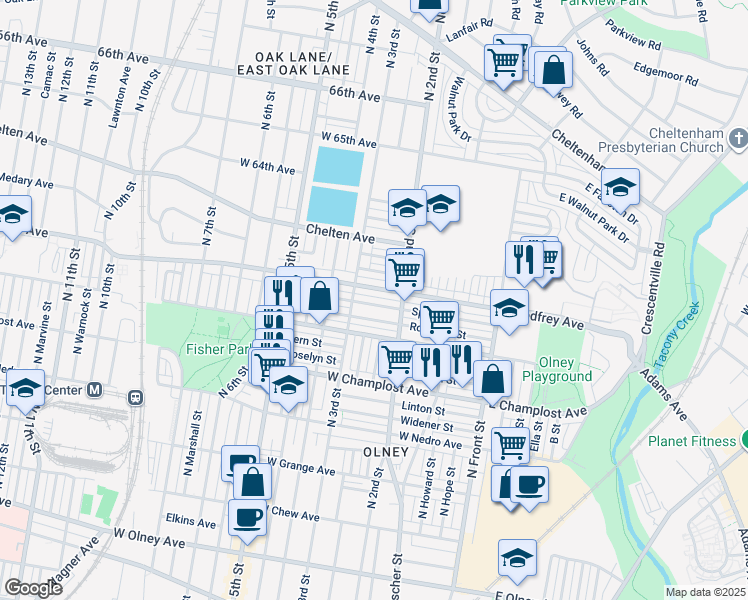 map of restaurants, bars, coffee shops, grocery stores, and more near 239 Sparks Street in Philadelphia