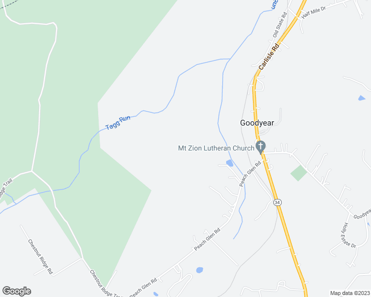 map of restaurants, bars, coffee shops, grocery stores, and more near 392 Peach Glen Road in Gardners