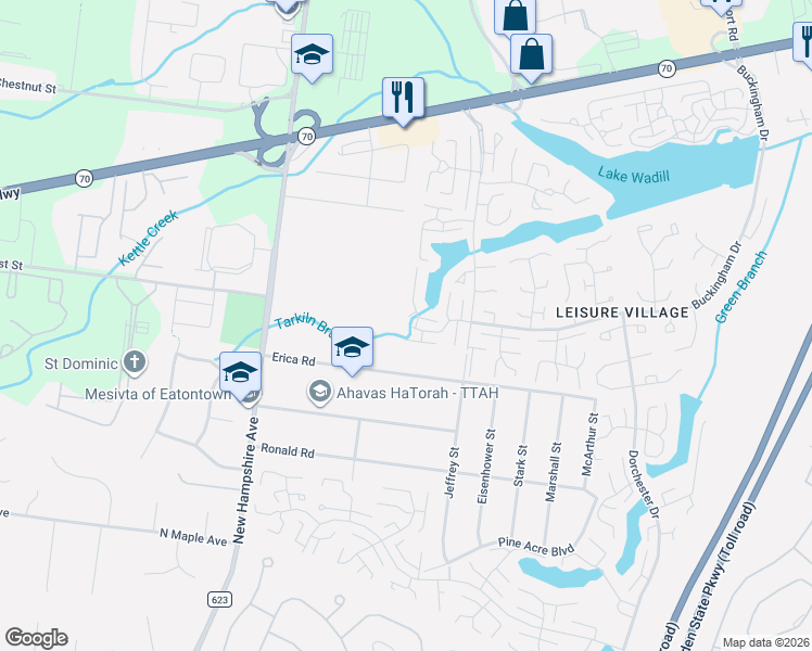 map of restaurants, bars, coffee shops, grocery stores, and more near 225A Buckingham Court in Lakewood