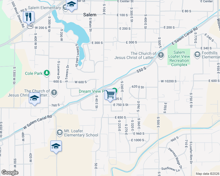 map of restaurants, bars, coffee shops, grocery stores, and more near 585 South 100 East in Salem